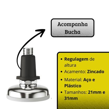 Imagem de Kit 4 Sapata Niveladora Pé Nivelador Base Pezinho Para Móveis Com Bucha 21mm