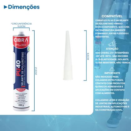 Imagem de Kit 4 Selantes PU 40 Selante de Poliuretano Adesivo Vedante Cibra Flex