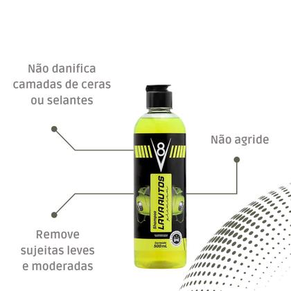 Imagem de Kit 4 Shampoo Lava Autos sem Cera Automotivo V8 Sanol 500ml