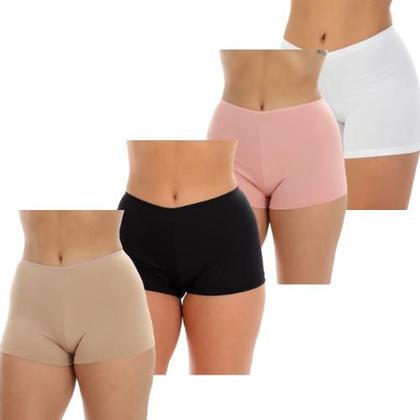 Imagem de Kit 4 Short Curto Segunda Pele Feminina Sem Renda Shortinho Pra Usar Com Vestido Saia Calça Adulto