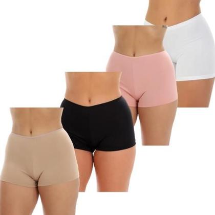 Imagem de Kit 4 Short Curto Segunda Pele Feminina Sem Renda Shortinho Pra Usar Com Vestido Saia Calça