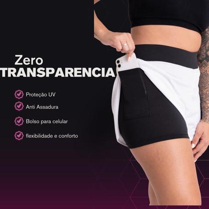 Imagem de Kit 4 short feminino 2 em 1 para academia treino com bolso para celular anti assadura proteção UV