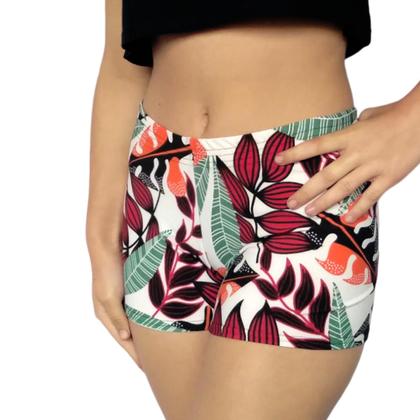 Imagem de Kit 4 Shorts Femininos Curtos Justos Elástico Estampas Sortidas Suplex Pp ao Plus Size