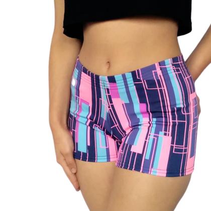 Imagem de Kit 4 Shorts Femininos Curtos Justos Elástico Estampas Sortidas Suplex Pp ao Plus Size