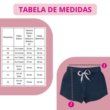 Imagem de Kit 4 Shorts Infantil Juvenil Menina Algodão + Cotton Diversas Cores Roupa Feminina Criança Bermuda Verão Tamanho 04-16