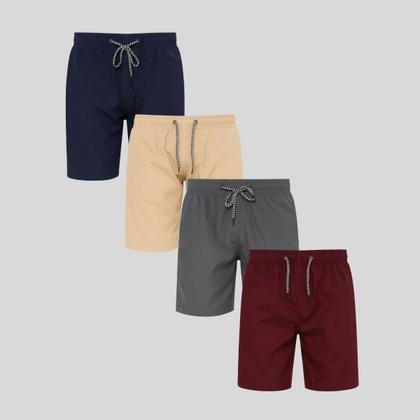 Imagem de Kit 4 Shorts Infantil Tactel Masculino com Cós Elástico e Cordão Conforto e Estilo para o Dia a Dia