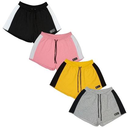 Imagem de Kit 4 Shorts Moletom Feminino Esportivo Sem Bolso Básico Treino Academia