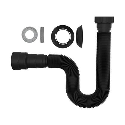 Imagem de Kit 4 Sifão Universal Sanfonado Tubo Extensivo 70cm Preto Blukit