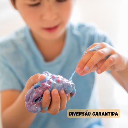 Imagem de kit 4 slime colorido infantil sereia dinossauro glitter modelar presente para criança escolha o seu