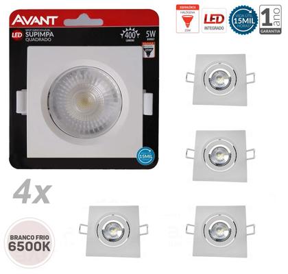 Imagem de Kit 4 Spot Led Embutir Direcionável Quadrado Quente Frio