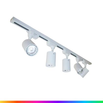 Imagem de Kit 4 Spot Trilho Eletrico LED Preto 30W Branco Frio 6500K Branco Quente 3000K