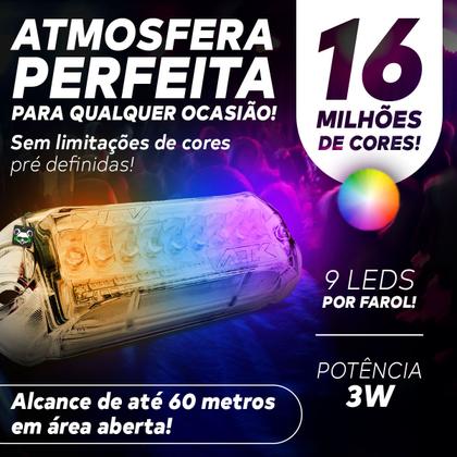 Imagem de Kit 4 Strobo Automotivo Led Rgb Digital Bluetooth C/ App AJK