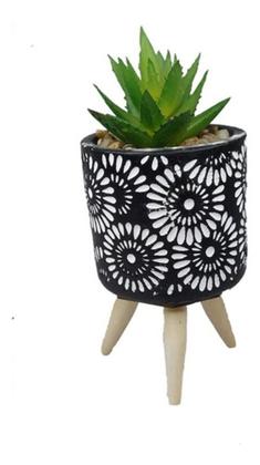 Imagem de Kit 4 Suculentas Artificiais Vasinhos C/ Pé Vaso De Cimento