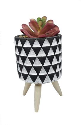 Imagem de Kit 4 Suculentas Artificiais Vasinhos C/ Pé Vaso De Cimento