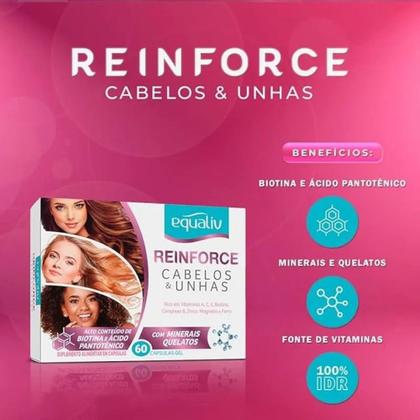 Imagem de Kit 4 Suplemento Reinforce Cabelos E Unhas 60 Cps - Equaliv