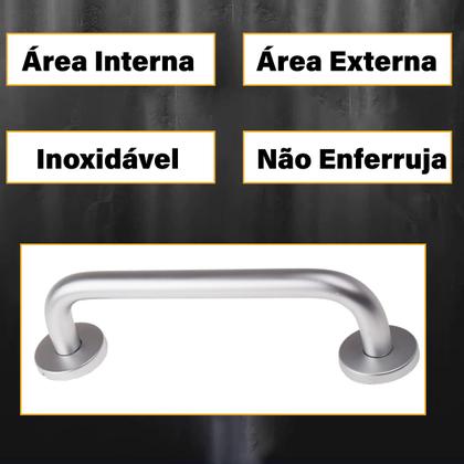 Imagem de Kit 4 Suporte Barra Apoio Idoso Toalheiro Inox 3cm 63cm