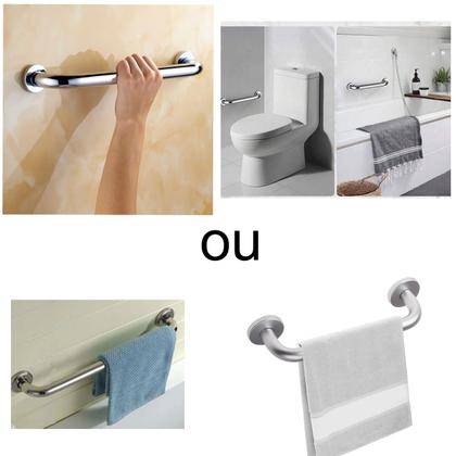 Imagem de Kit 4 Suporte Barra Apoio Idoso Toalheiro Inox 3cm 63cm