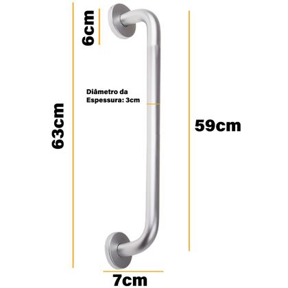 Imagem de Kit 4 Suporte Barra Apoio Idoso Toalheiro Inox 3cm 63cm