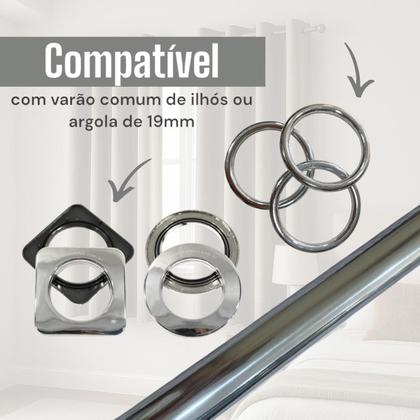Imagem de Kit 4 Suporte Perfil Parede Varão Comum Ilhós 19mm Cortina Argola Instalaçã
