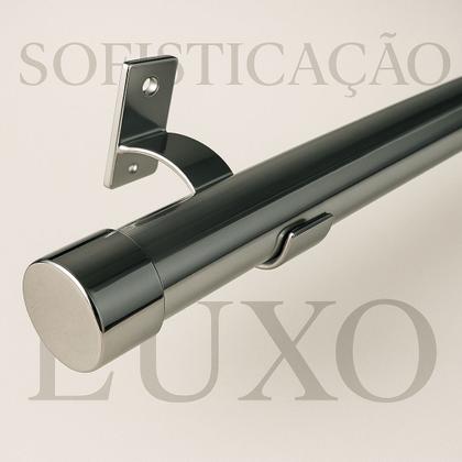 Imagem de Kit 4 Suporte Perfil Parede Varão Comum Ilhós 28mm Cortina Argola Instalação