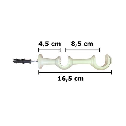 Imagem de Kit 4 Suporte Varão Duplo Cortina C/ Ponteira 19-28mm Branco