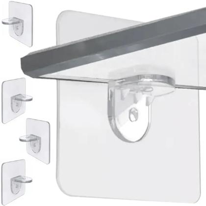 Imagem de Kit 4 Suportes Adesivo Prateleira Mão Francesa Transparente