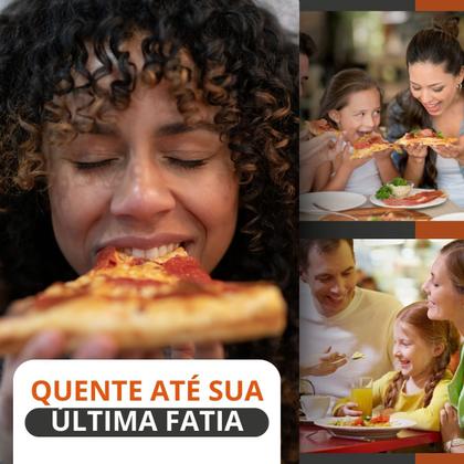 Imagem de Kit 4 Suportes Bandeja Para Cortar E Servir Pizza 30Cm Com Tampas