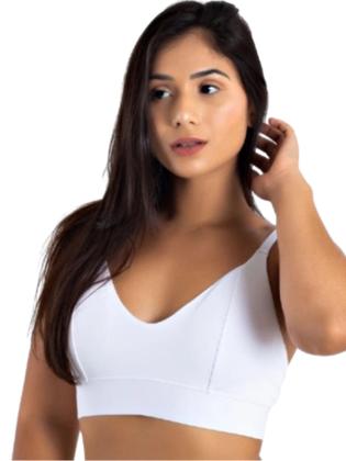 Imagem de Kit 4 Sutiã Feminino Sem Bojo Reforçado Básico Frente Única Lingerie Conforto Top Sustentação