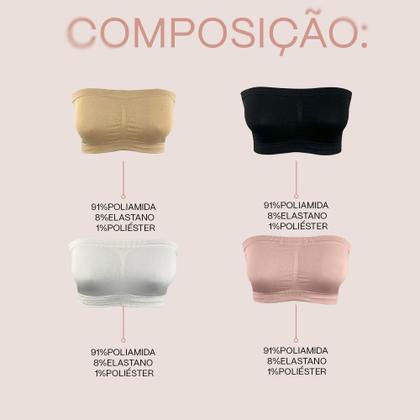 Imagem de Kit 4 Sutiãs Faixa Sem Bojo sem alça Sem Costura