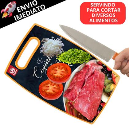 Imagem de Kit 4 Tábua de Corte Estampada Para Cortar Alimentos Carnes Legumes Verduras MDF PVC