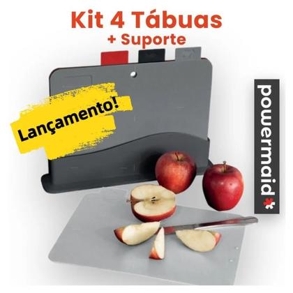 Imagem de Kit 4 Tábuas De Corte Com Suporte Powermaid