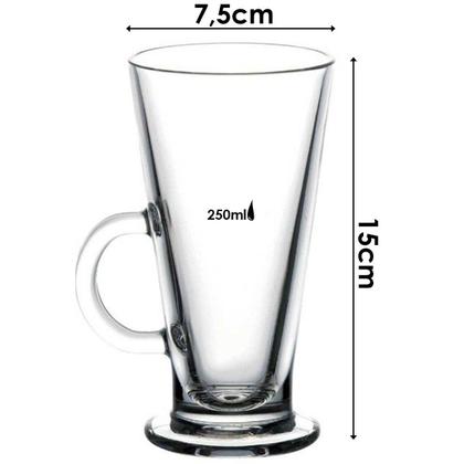 Imagem de Kit 4 Taça Cappuccino Importada Tcheca 250ml Irish Coffee