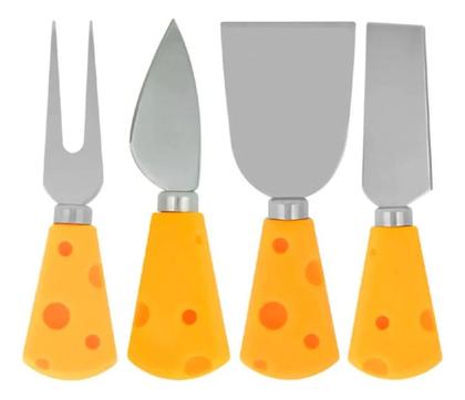 Imagem de Kit 4 Talheres Facas Para Queijo Com Cabo Em Forma De Queijo