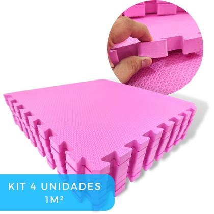 Imagem de Kit 4 Tapete de EVA (1m²) para Bebes Atividades Infantil Emborrachado de EVA 50x50cm 20mm Yoga + 8 Bordas