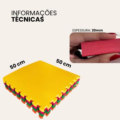 Imagem de Kit 4 Tapete Infantil EVA Piso Tatame 50x50cm 20mm 1m² Grosso Emborrachado Proteção Crianças Bebes Academia Exercícios Yoga Pilates Impermeável
