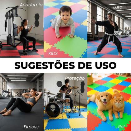 Imagem de Kit 4 Tapete Infantil EVA Piso Tatame 50x50cm 20mm 1m² Grosso Emborrachado Proteção Crianças Bebes Academia Exercícios Yoga Pilates Impermeável