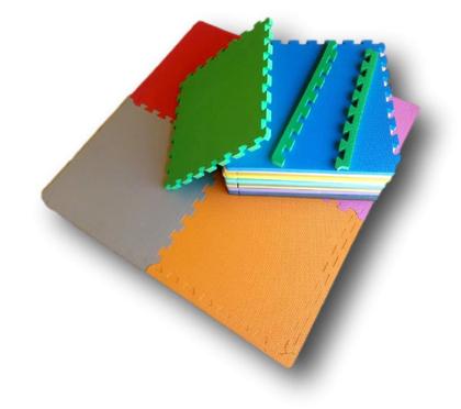 Imagem de Kit 4 Tapetes Infantil Tatames Coloridos EVA 50 x 50 x 1cm 10mm com Borda Equipacasa