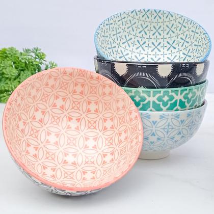 Imagem de Kit 4 Tigelas Bowls Cumbucas Estampadas 300ml Cozinha Oriental  Mesa Posta