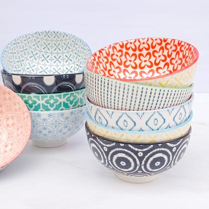 Imagem de Kit 4 Tigelas Bowls Cumbucas Estampadas 300ml Cozinha Oriental  Mesa Posta