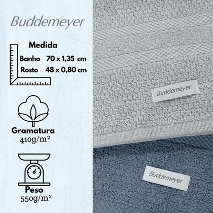 Imagem de Kit 4 Toalhas Buddemeyer Vanilla Extra Soft Azul  2 banho e 2 rosto