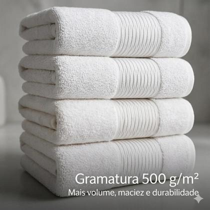 Imagem de Kit 4 Toalhas De Banho Algodão Premium 500g/m²  Toalhas Macias Alta Absorção Extra Macias e Felpudas