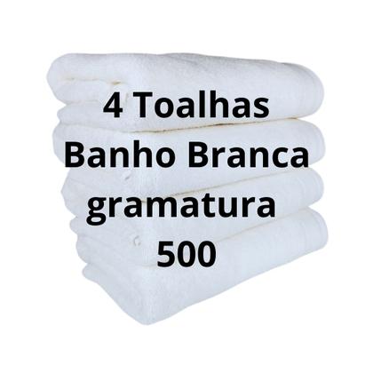 Imagem de Kit 4 Toalhas De Banho Gigante Gramatura 500 G/m² Felpudo / Atacado / Eleganz Hotel / Branca