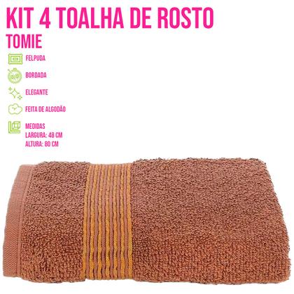 Imagem de Kit 4 Tolhas de Rosto Algodão Resistente Banheiro Macio Lavabo Secagem Rápida Bordar Salão de Beleza Absorvente