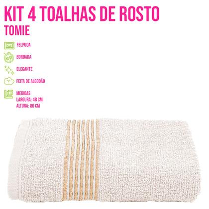 Imagem de Kit 4 Tolhas de Rosto Algodão Resistente Banheiro Macio Lavabo Secagem Rápida Bordar Salão de Beleza Absorvente