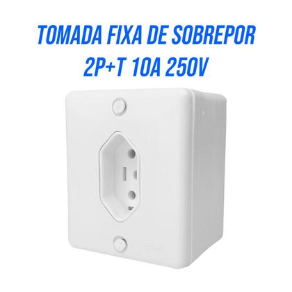 Imagem de kit 4 Tomada 10A sobrepor 2 Pino + Terra 250V Ilumi