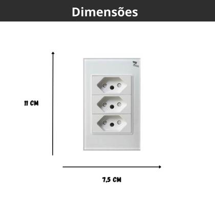 Imagem de Kit 4 Tomada Tripla 3 Entradas 2p+t 10/20 Ap Branco Temperado