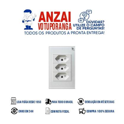 Imagem de Kit 4 Tomada Tripla 3 Entradas 2p+t 10/20 Ap Branco Temperado