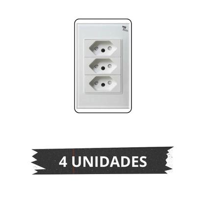Imagem de Kit 4 Tomada Tripla 3 Entradas 2p+t 10/20 Ap Branco Temperado