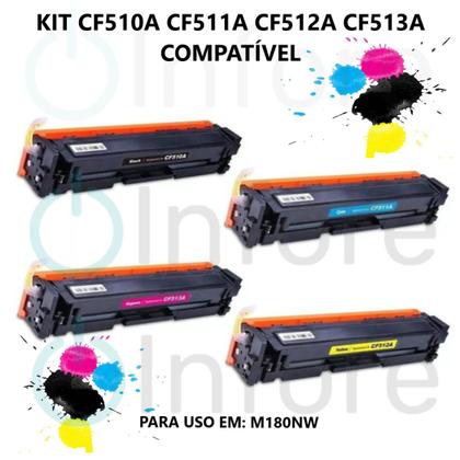 Imagem de kit 4 Toner Compatível CF510a  CF511a  Cf512a CF513a  M180  M-180nw  M-154