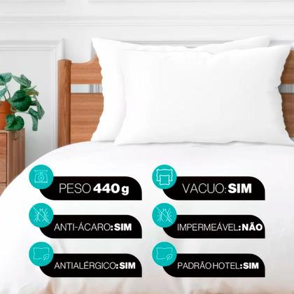 Imagem de Kit 4 Travesseiro Pluma de Ganso Confortavel e Macio Antiacaro 50x70cm